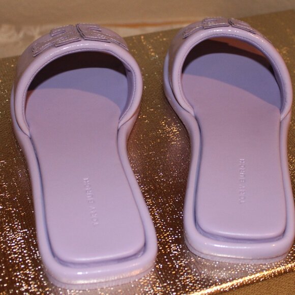 Tory Burch Double T Sport Slide - Lavender Cloud Patent Leather - Picture 3 of 8